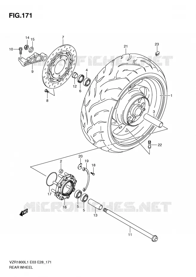 ACHTERWIEL (VZR1800ZL1 E3) Suzuki MOTO 1800 INTRUDER 2011  VZR1800ZL1(E3)