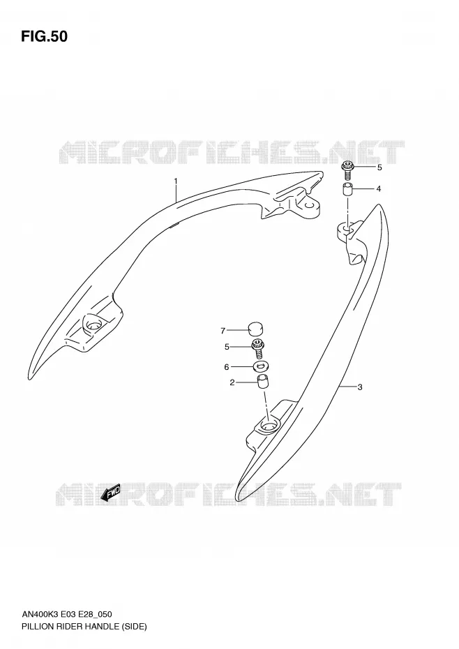 BACKREST (SIDE)(MODELE K3) Suzuki SCOOTER 400 BURGMAN 2005  AN400SK5(E3/E28)