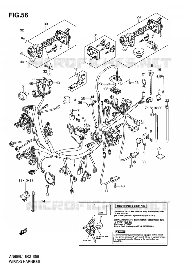 BEDRADING (AN650L1 E19) Suzuki SCOOTER 650 BURGMAN 2011  AN650AL1(E2)