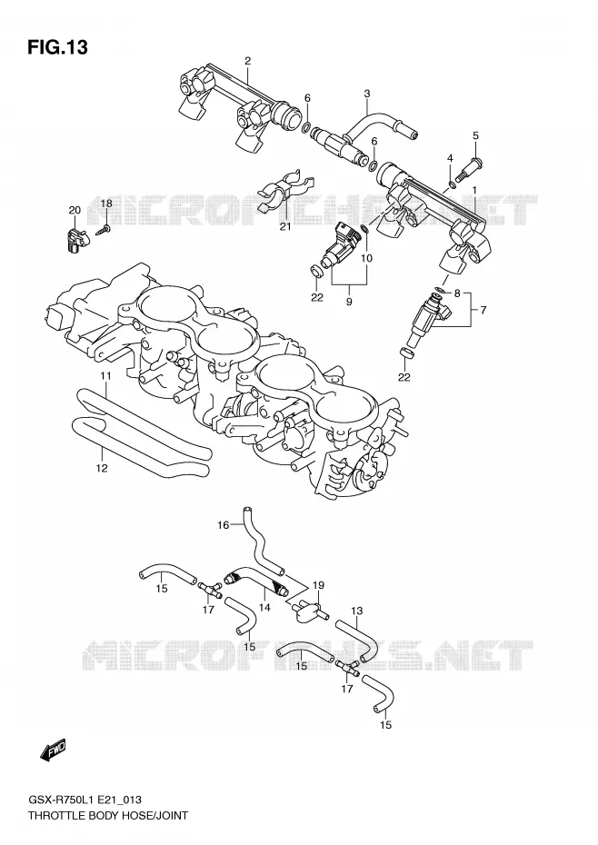 GASKLEPHUIS SLANG / JOINT Suzuki MOTO 750 GSX-R 2011  GSX-R750L1(E21)