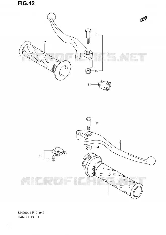 HANDGRIPS - LEVERS Suzuki SCOOTER 200 BURGMAN 2011  UH200GL1(P19)