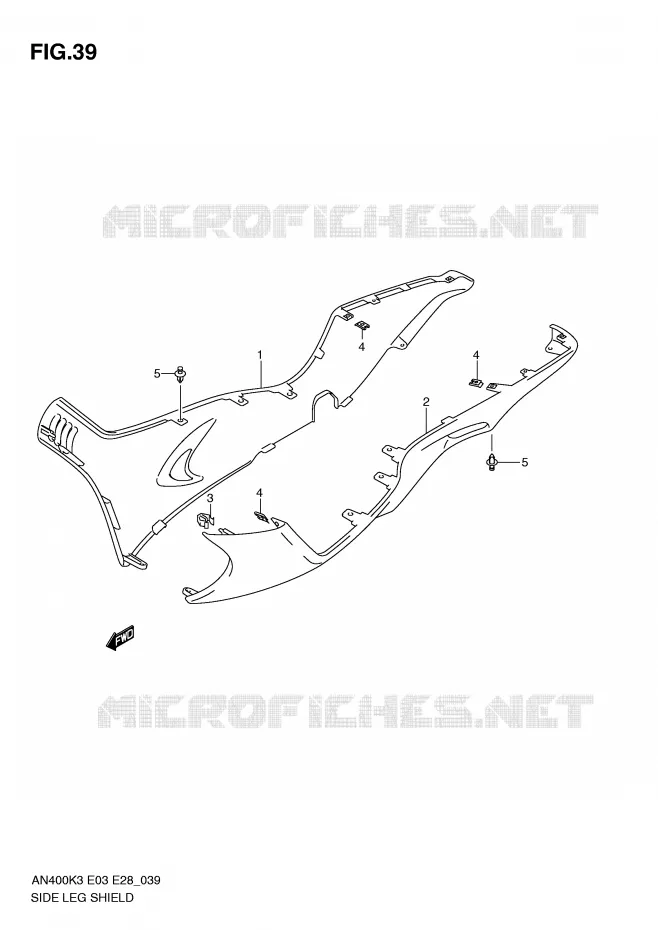 ONDERAANKLEDING (MODELE K3) Suzuki SCOOTER 400 BURGMAN 2004  AN400K4(E3/E28)