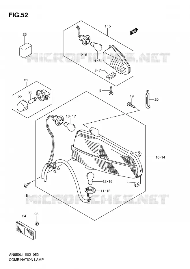 TAIL LIGHT ASSY - INDICATOREN (AN650AL1 E2) Suzuki SCOOTER 650 BURGMAN 2011  AN650AL1(E2)