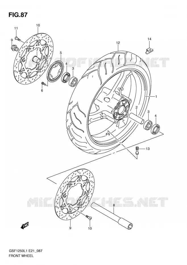 VOORWIEL (GSF1250AL1 E21) Suzuki MOTO 1250 BANDIT 2011  GSF1250L1(E21)