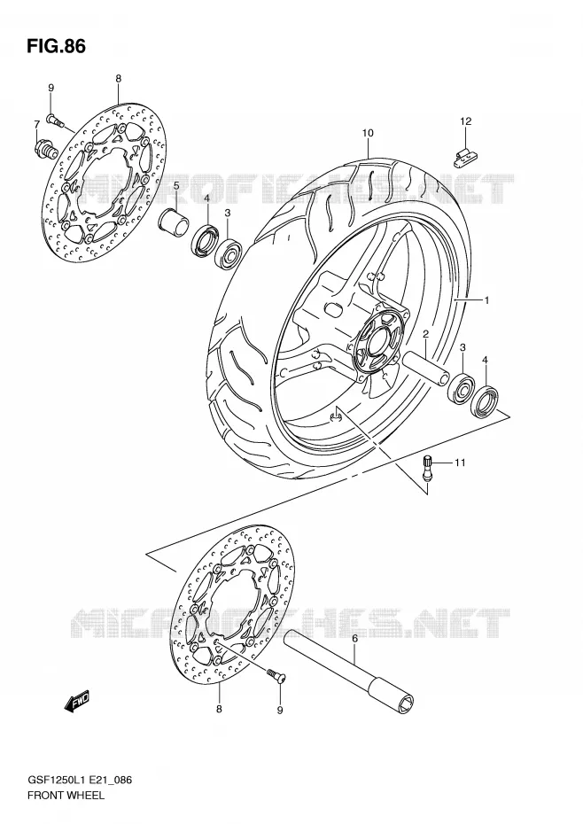 VOORWIEL (GSF1250L1 E24) Suzuki MOTO 1250 BANDIT 2011  GSF1250AL1(E21)