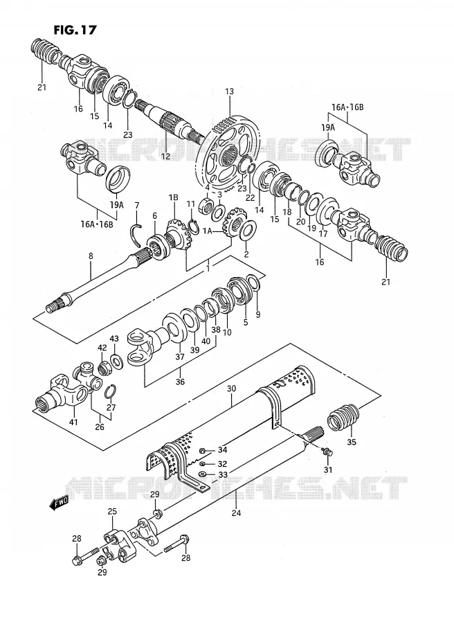 AANDRIJFAS (MODEL H/J/K/L/M/N/P) Suzuki QUAD 250 QUADRUNNER 1989  LT-4WDK(E3)