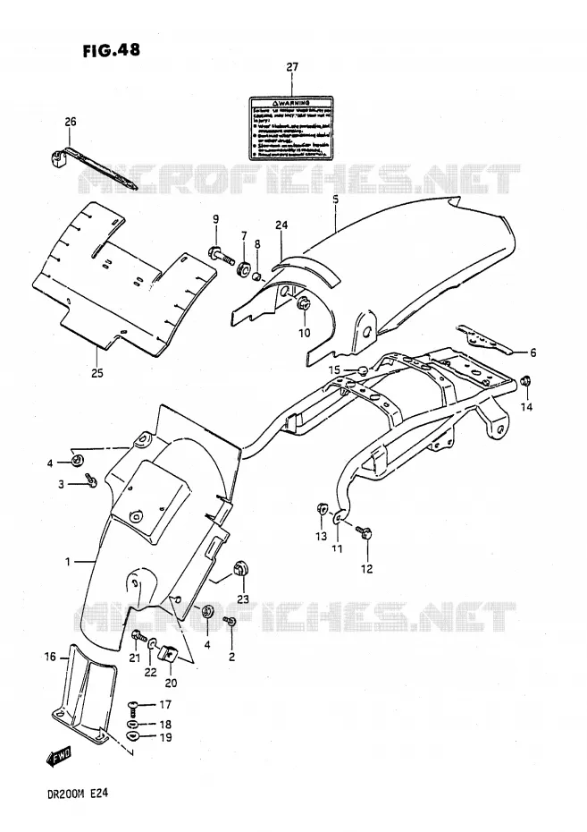 ACHTERSPATBORD (E1,E2) Suzuki MOTO 200 DR 1987  DR200H(E24)