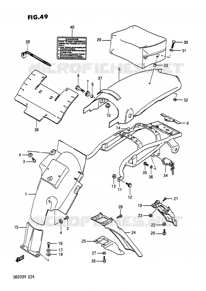 ACHTERSPATBORD (E6,E21,E24) Suzuki MOTO 200 DR 1988  DR200J(E24)