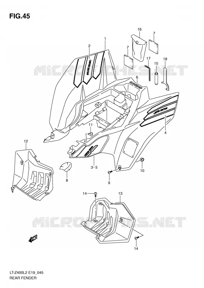 ACHTERSPATBORD (LT-Z400ZL2 E19) Suzuki QUAD 400 QUADSPORT 2012  LT-Z400ZL2(E19)
