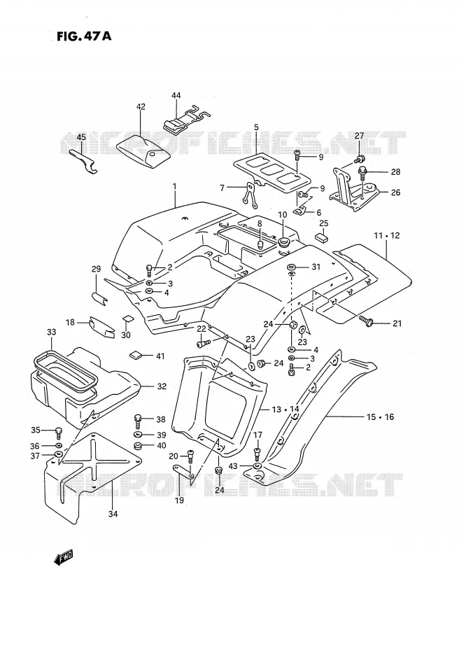 ACHTERSPATBORD (MODELE M/N/P/R/S) Suzuki QUAD 250 QUADRUNNER 1989  LT-4WDK(E3)