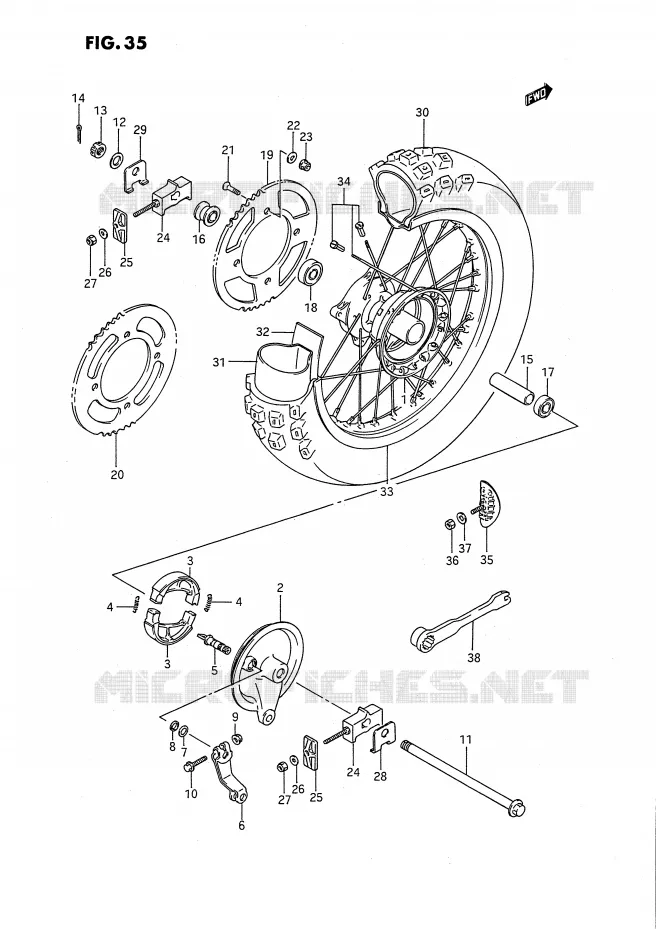 ACHTERWIEL (MODELE G/H/K) Suzuki MOTO 80 RM 1993  RM80P(E24)