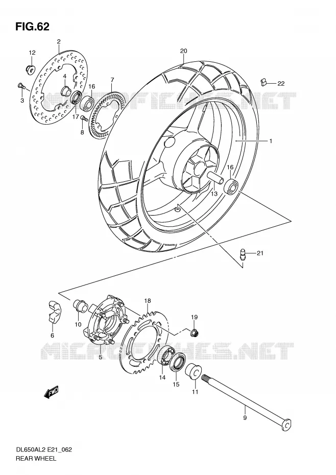 ACHTERWIEL Suzuki MOTO 650 V-STROM 2012  DL650AUEL2(E21)