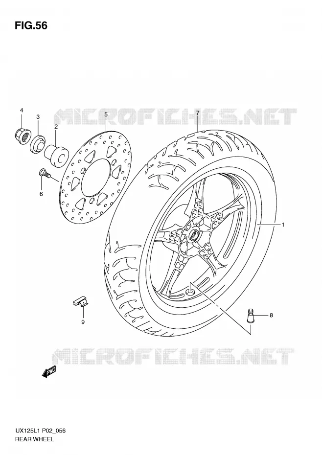 ACHTERWIEL Suzuki SCOOTER 125 SIXTEEN 2011  UX125L1(P02)