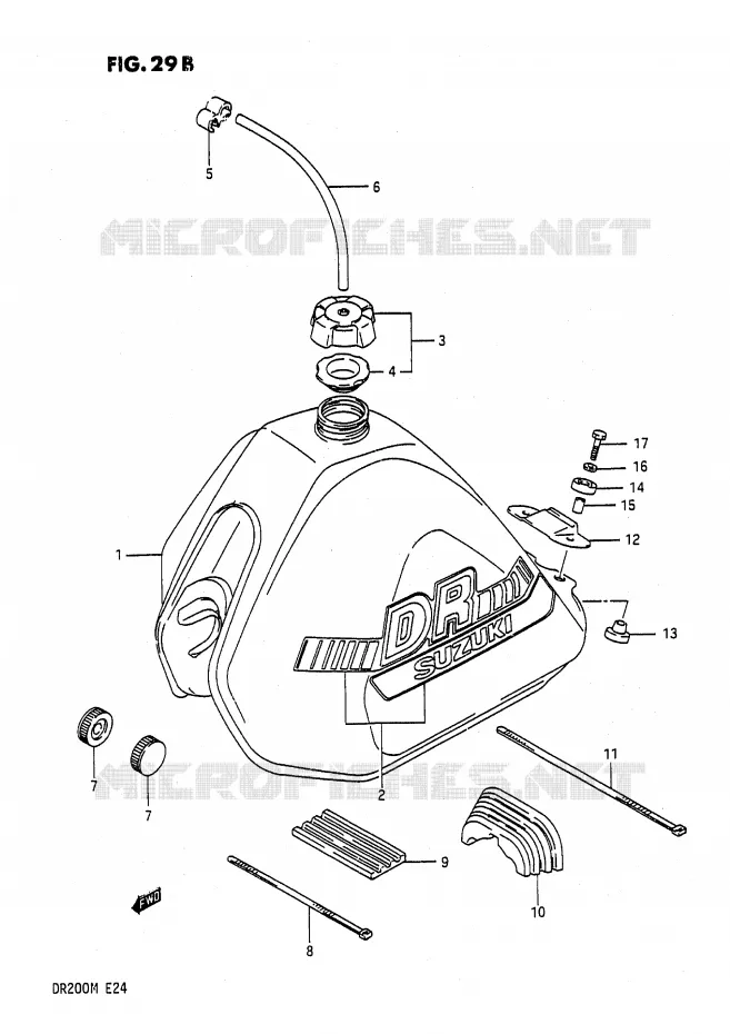 BENZINETANK (MODELE J E2) Suzuki MOTO 200 DR 1987  DR200H(E24)