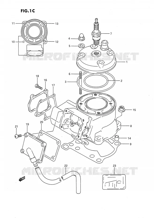CILINDER (MODELE M/N/P/R/S) Suzuki MOTO 80 RM 1991  RM80M(E24)