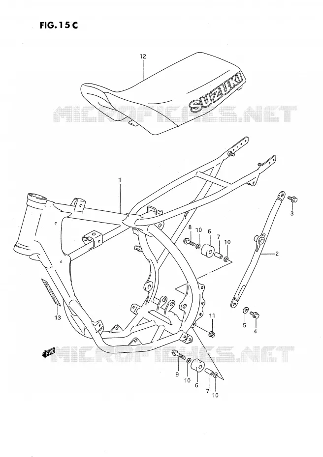 FRAME - SEAT (MODELE P/R/S) Suzuki MOTO 80 RM 1993  RM80P(E24)
