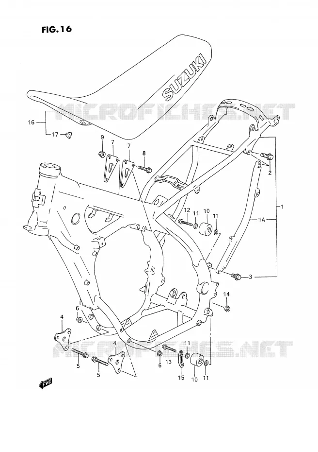 FRAME - SEAT (MODELE P) Suzuki MOTO 250 RM 1993  RM250P(E3)
