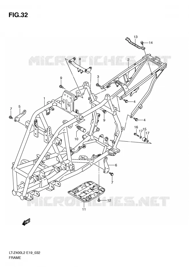 FRAME (LT-Z400L2 E19) Suzuki QUAD 400 QUADSPORT 2012  LT-Z400L2(E19)