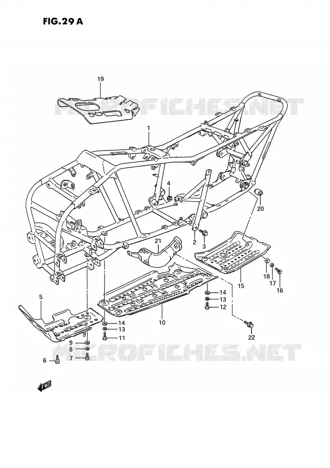 FRAME (MODELE L/M/N/P/R/S) Suzuki QUAD 250 QUADRUNNER 1987  LT-4WDH(E3)