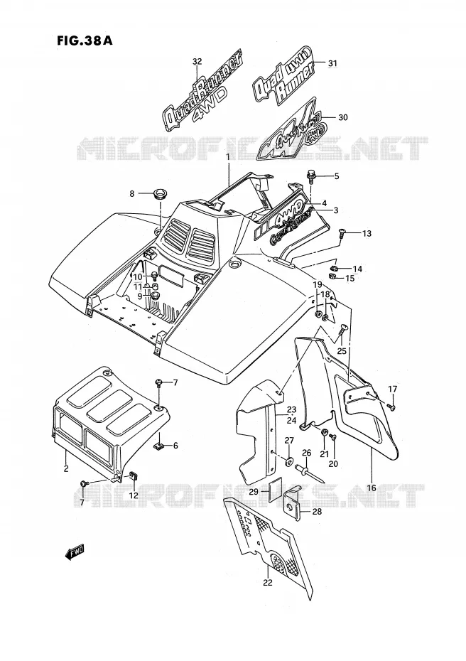 FRONT FENDER (MODELE M/N/P/R/S) Suzuki QUAD 250 QUADRUNNER 1989  LT-4WDK(E3)