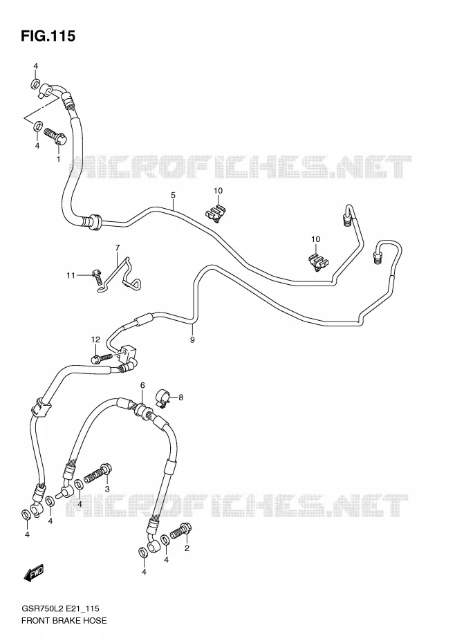 FRONT REMSLANG (GSR750AL2 E21) Suzuki MOTO 750 GSR 2012  GSR750L2(E21)