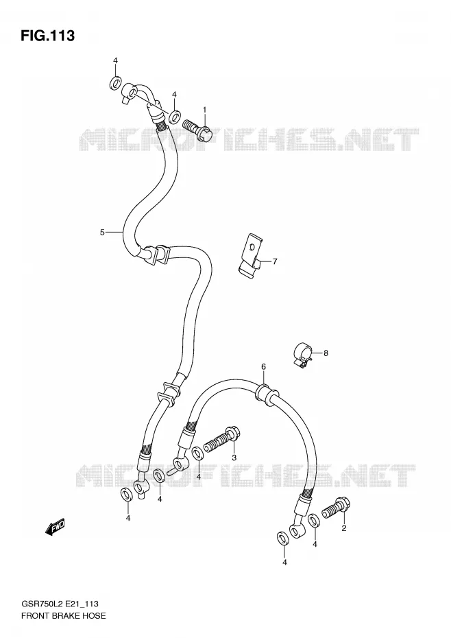 FRONT REMSLANG (GSR750L2 E24) Suzuki MOTO 750 GSR 2012  GSR750L2(E21)