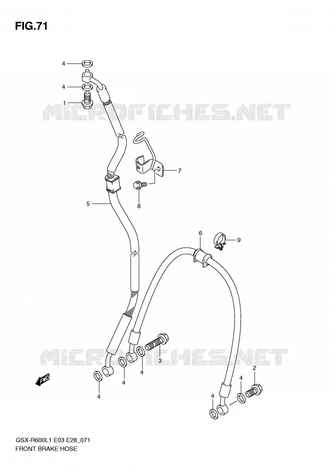 FRONT REMSLANG Suzuki MOTO 600 GSX-R 2011  GSX-R600L1(E3)
