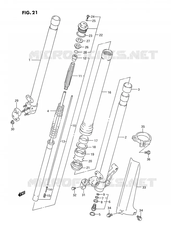 FRONT SCHOKDEMPER (MODELE P) Suzuki MOTO 250 RM 1993  RM250P(E3)