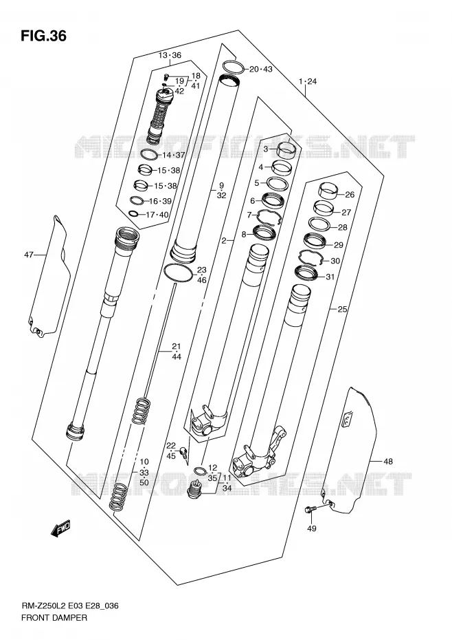 FRONT SCHOKDEMPER Suzuki MOTO 250 RM-Z 2012  RM-Z250L2(E03)