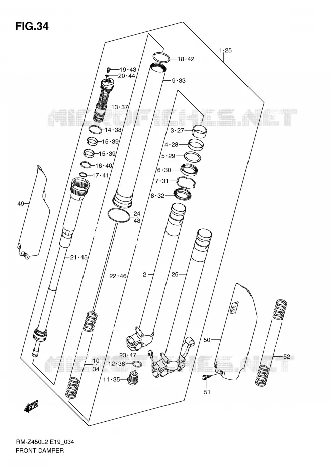 FRONT SCHOKDEMPER Suzuki MOTO 450 RM-Z 2012  RM-Z450L2(E19)