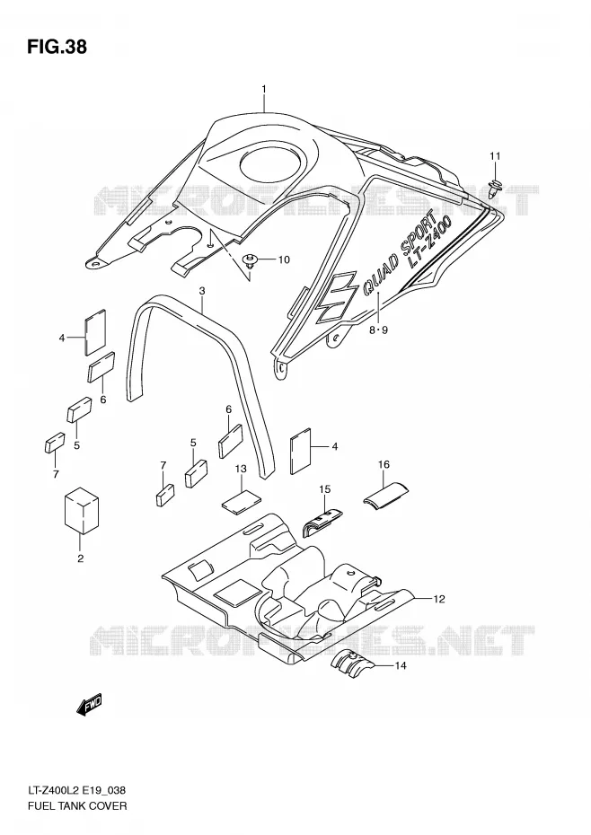 FUEL TANK COVER (LT-Z400ZL2 E19) Suzuki QUAD 400 QUADSPORT 2012  LT-Z400L2(E19)