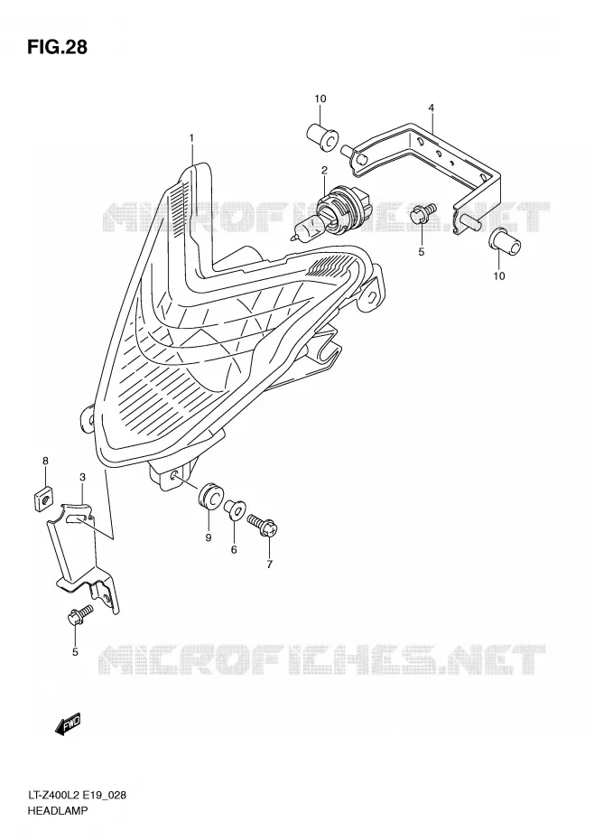 KOPLAMP Suzuki QUAD 400 QUADSPORT 2015  LT-Z400L2(E19)