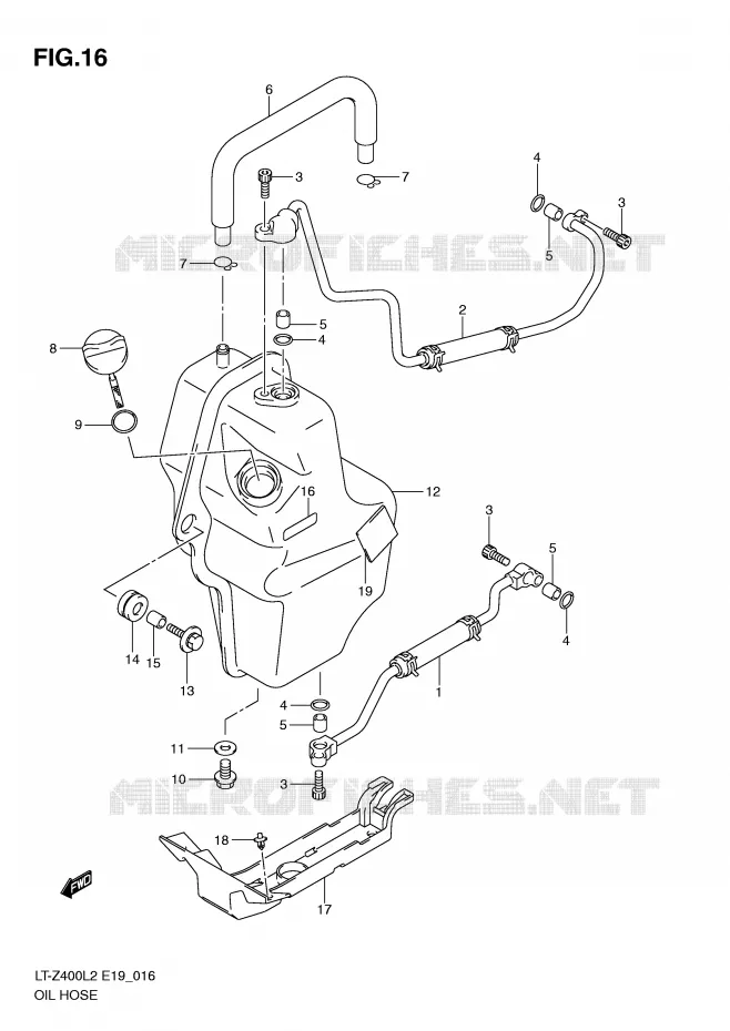 OLIE SLANG Suzuki QUAD 400 QUADSPORT 2015  LT-Z400ZL2(E19)