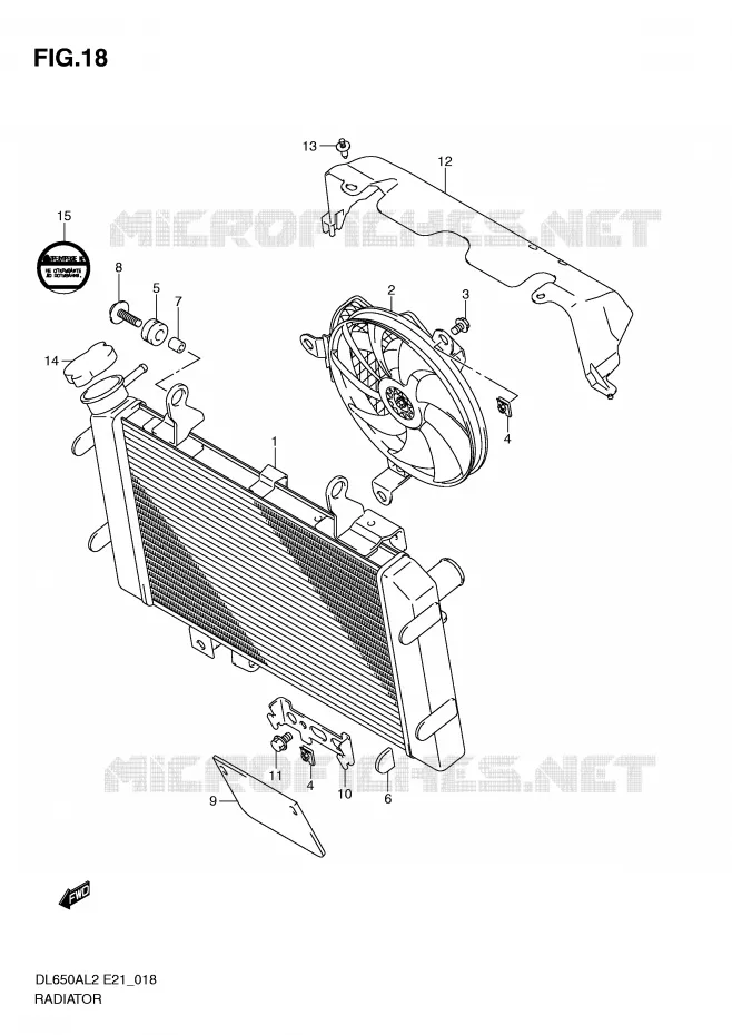 RADIATOR (DL650AL2 E21) Suzuki MOTO 650 V-STROM 2012  DL650AUEL2(E21)