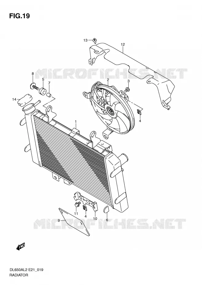 RADIATOR (DL650AUEL2 E21) Suzuki MOTO 650 V-STROM 2012  DL650AL2(E21)
