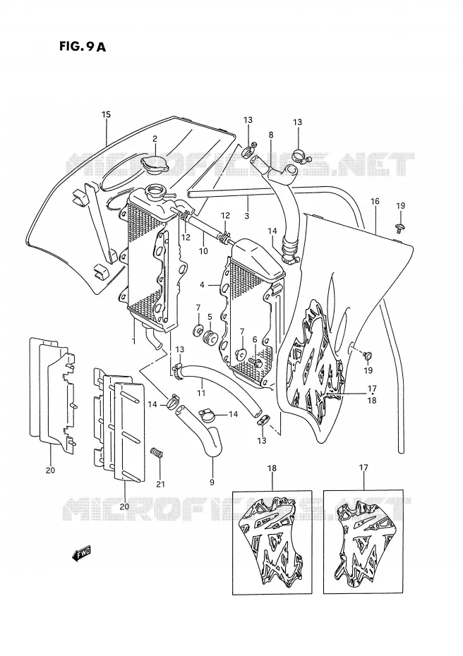 RADIATOR (MODELE R/S) Suzuki MOTO 250 RM-250 1995  RM250S(E3)