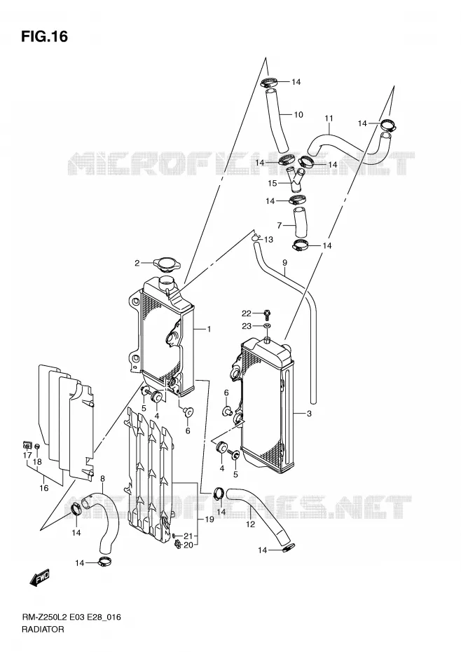RADIATOR Suzuki MOTO 250 RM-Z 2012  RM-Z250L2(E03)