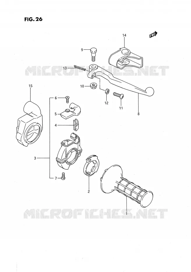 RIGHT SWITCH - HANDGREEP (MODELE G/H) Suzuki MOTO 80 RM 1990  RM80L(E24)