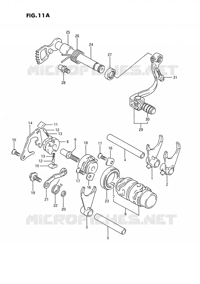 SCHAKELEN ASSY (MODELE K/L/M/N/P/R/S) Suzuki MOTO 80 RM 1986  RM80G(E24)