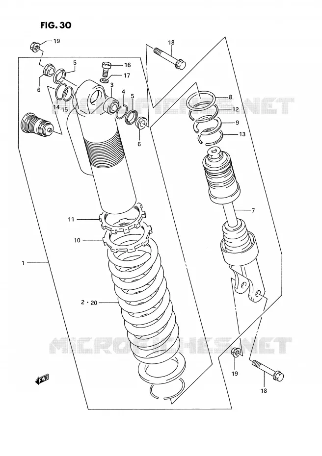 SCHOKDEMPER (MODELE P) Suzuki MOTO 250 RM 1994  RM250R(E3)
