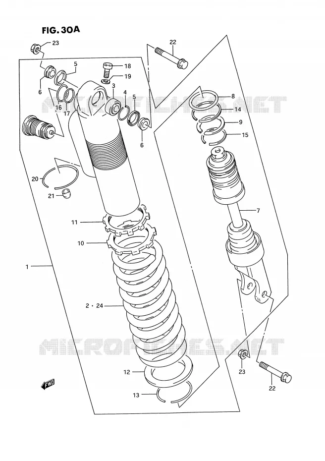 SCHOKDEMPER (MODELE R) Suzuki MOTO 250 RM-250 1995  RM250S(E3)