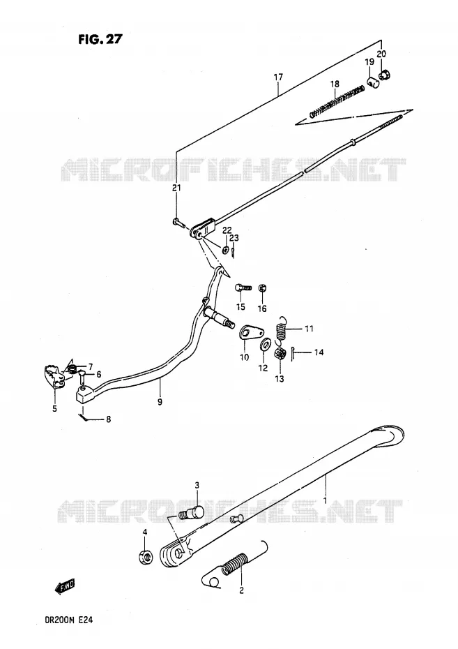 STAND - ACHTER REMPEDAAL Suzuki MOTO 200 DR 1988  DR200J(E24)
