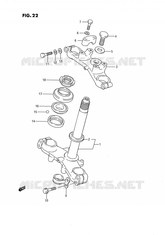 STUURKOLOM (MODELE G/H) Suzuki MOTO 80 RM 1986  RM80G(E24)