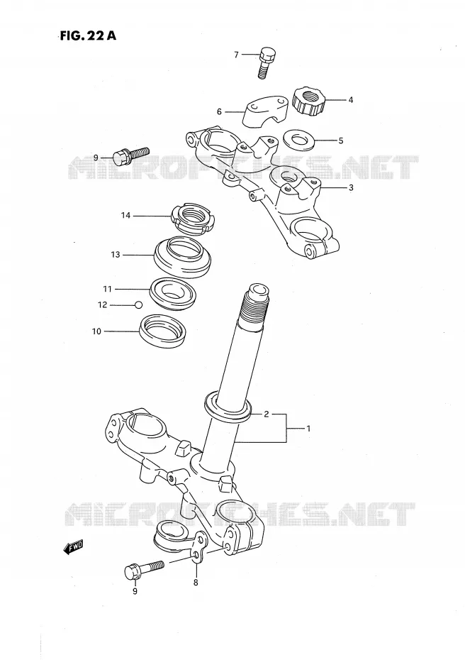STUURKOLOM (MODELE K) Suzuki MOTO 80 RM 1993  RM80P(E24)