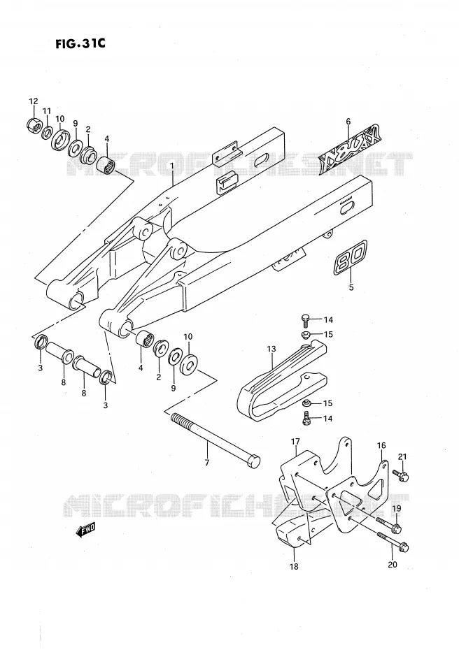 SWINGARM (MODELE M/N/P/R/S) Suzuki MOTO 80 RM 1993  RM80P(E24)