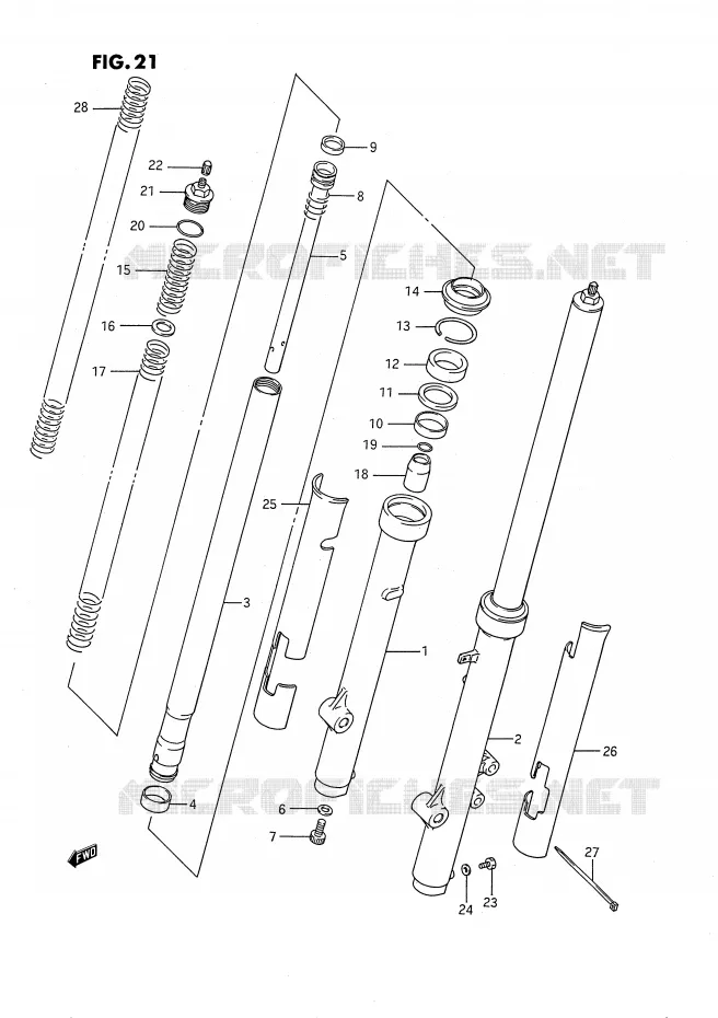 VOORVORK (MODELE G/H) Suzuki MOTO 80 RM 1994  RM80R(E24)