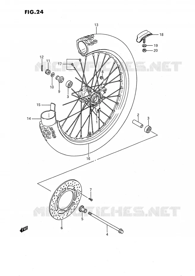 VOORWIEL (MODELE G/H/K) Suzuki MOTO 80 RM 1995  RM80S(E24)