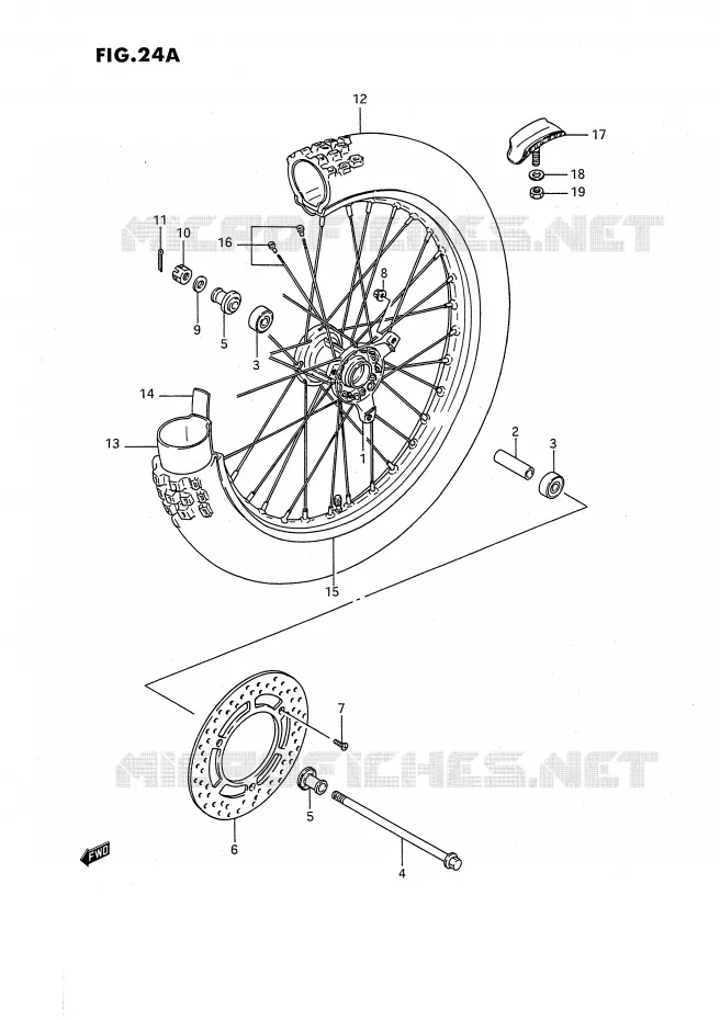 VOORWIEL (MODELE L/M/N/P/R/S) Suzuki MOTO 80 RM 1988  RM80J(E24)