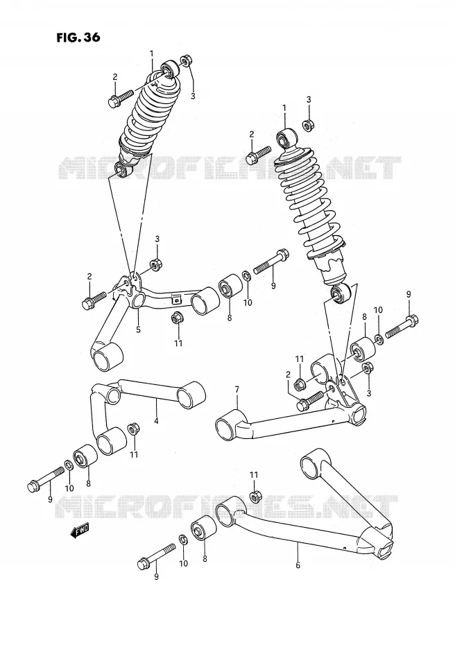 VOORWIELOPHANGING ARM Suzuki QUAD 250 QUADRUNNER 1987  LT-4WDH(E3)