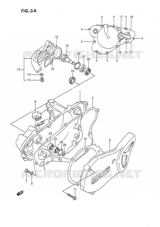 WATER POMPHUIS (MODELE K/L/M/N/P/R/S) Suzuki MOTO 80 RM 1990  RM80L(E24)